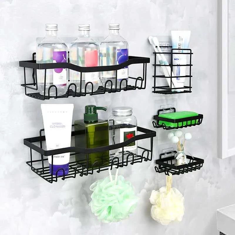 SET DE 5 ORGANIZADORES DE PARED ADHESIVOS PARA COCINA Y BAÑO - 1