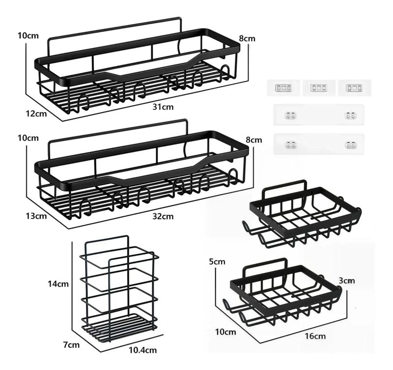 SET DE 5 ORGANIZADORES DE PARED ADHESIVOS PARA COCINA Y BAÑO - 2
