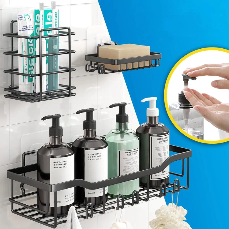 SET DE 5 ORGANIZADORES DE PARED ADHESIVOS PARA COCINA Y BAÑO - 4