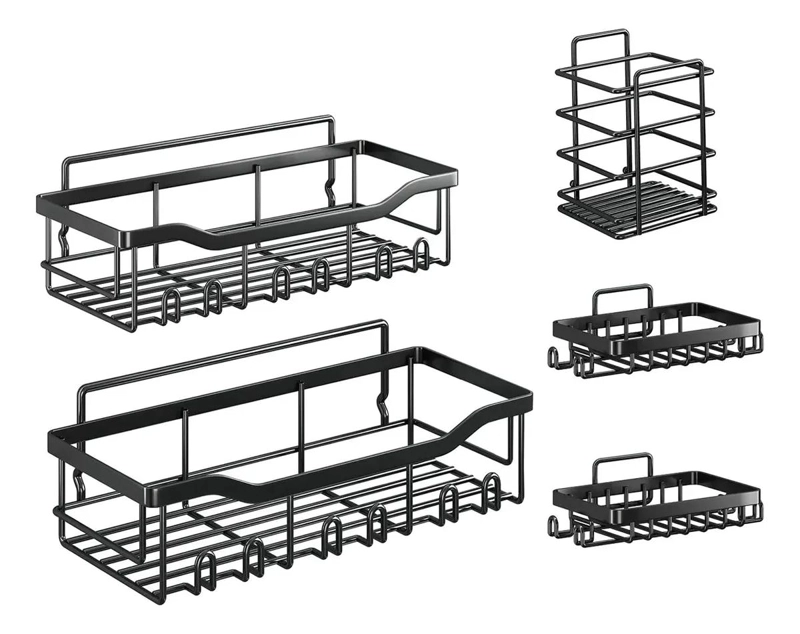 SET DE 5 ORGANIZADORES DE PARED ADHESIVOS PARA COCINA Y BAÑO - 5