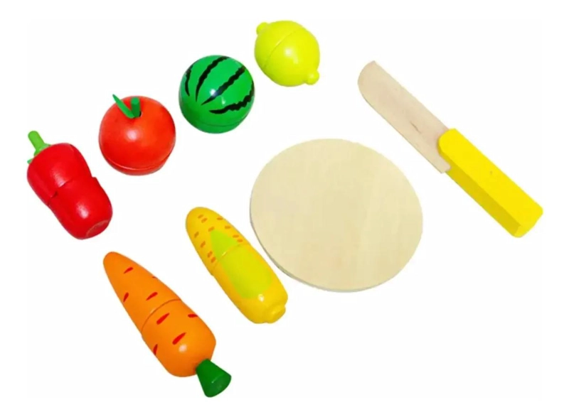 COCINA JUGUETE DIDACTICO DE MADERA CON FRUTAS Y VERDURAS - 2