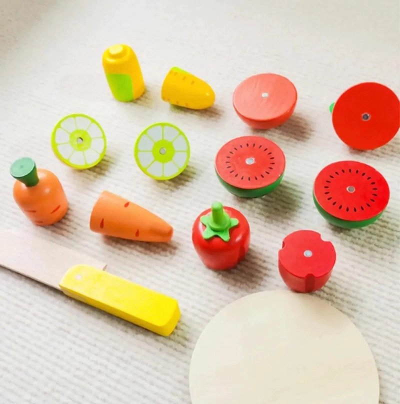 COCINA JUGUETE DIDACTICO DE MADERA CON FRUTAS Y VERDURAS - 5