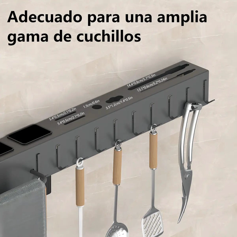 ORGANIZADOR DE COCINA PARA CUCHILLOS DE 60 CM EN GRIS OSCURO - 7