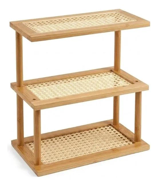 ESTANTE ORGANIZADOR DE 3 NIVELES EN BAMBU Y RATAN - 1