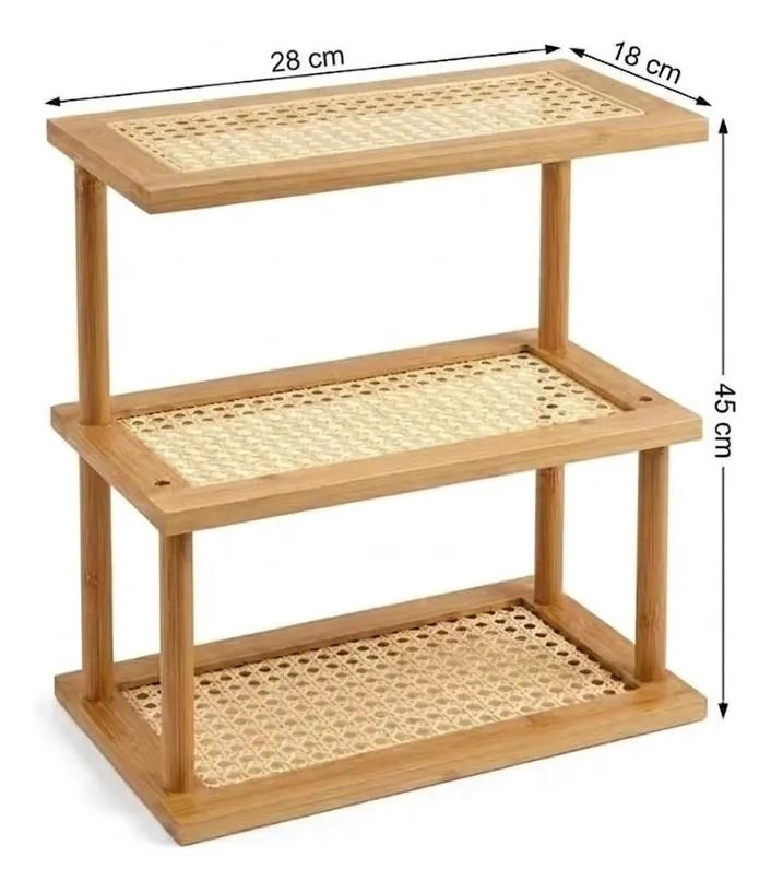 ESTANTE ORGANIZADOR DE 3 NIVELES EN BAMBU Y RATAN - 2