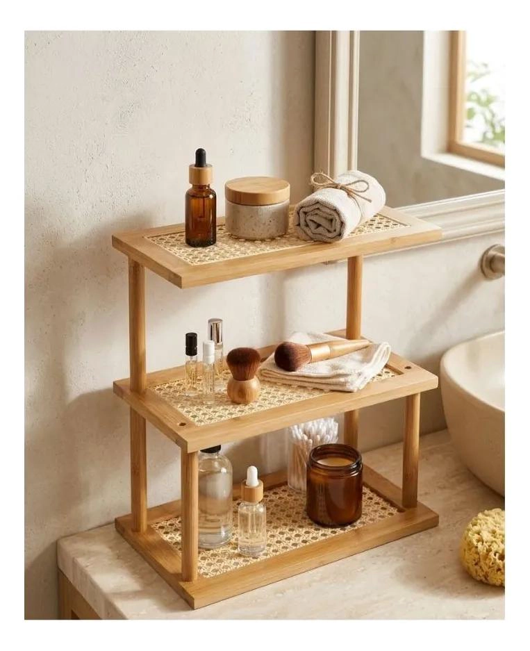 ESTANTE ORGANIZADOR DE 3 NIVELES EN BAMBU Y RATAN - 4