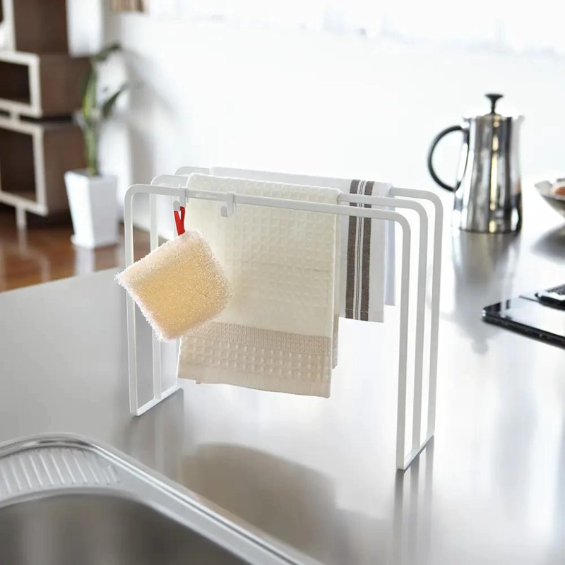 COLGADOR DE PAÑOS DE COCINA BLANCO CON GANCHOS ADICIONALES - 2
