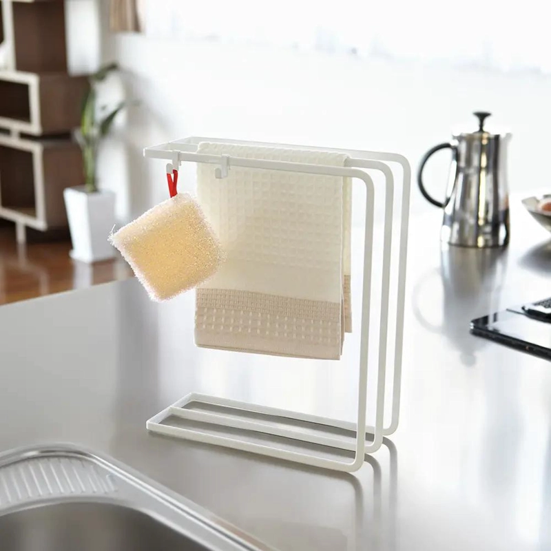 COLGADOR DE PAÑOS DE COCINA BLANCO CON GANCHOS ADICIONALES - 3