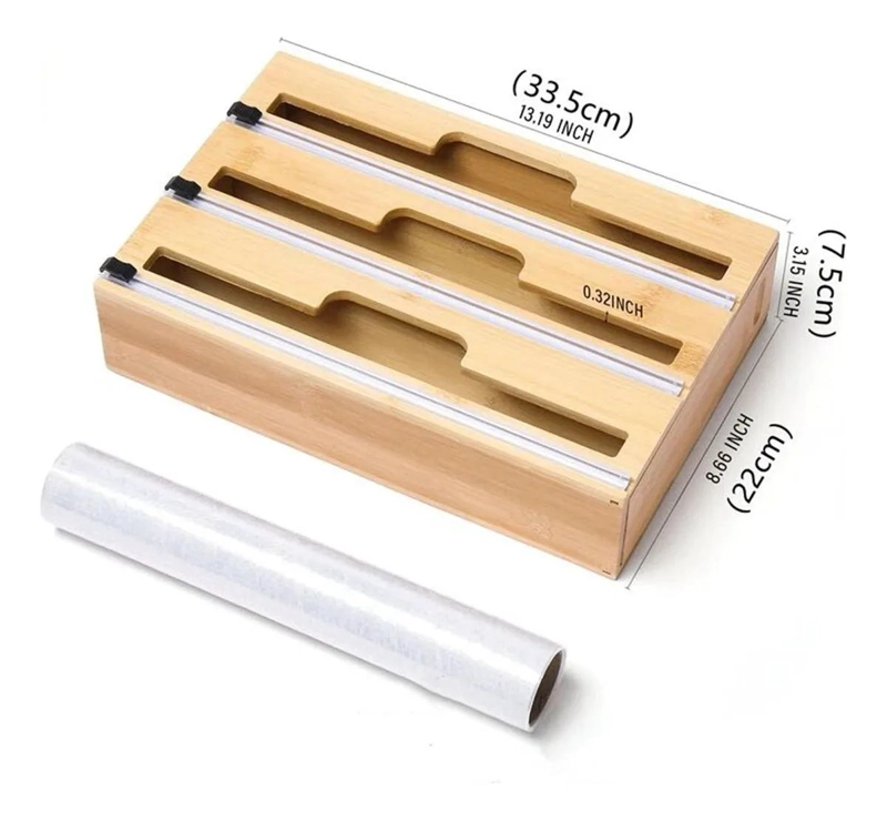 SOPORTE DE PAPEL DE ALUMINIO DE BAMBU NATURAL PARA COCINA - 5