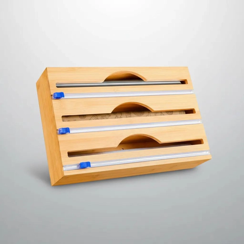 SOPORTE DE PAPEL DE ALUMINIO DE BAMBU NATURAL PARA COCINA - 7
