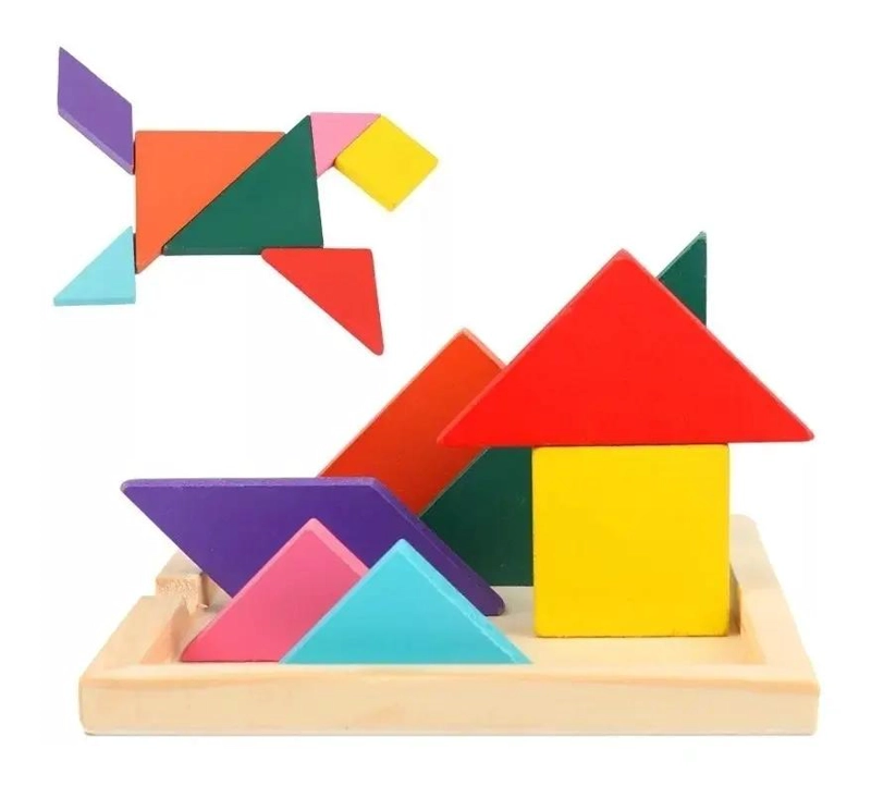 ROMPECABEZAS TANGRAM DE MADERA PARA NIÑOS CON 5 PIEZAS - 3