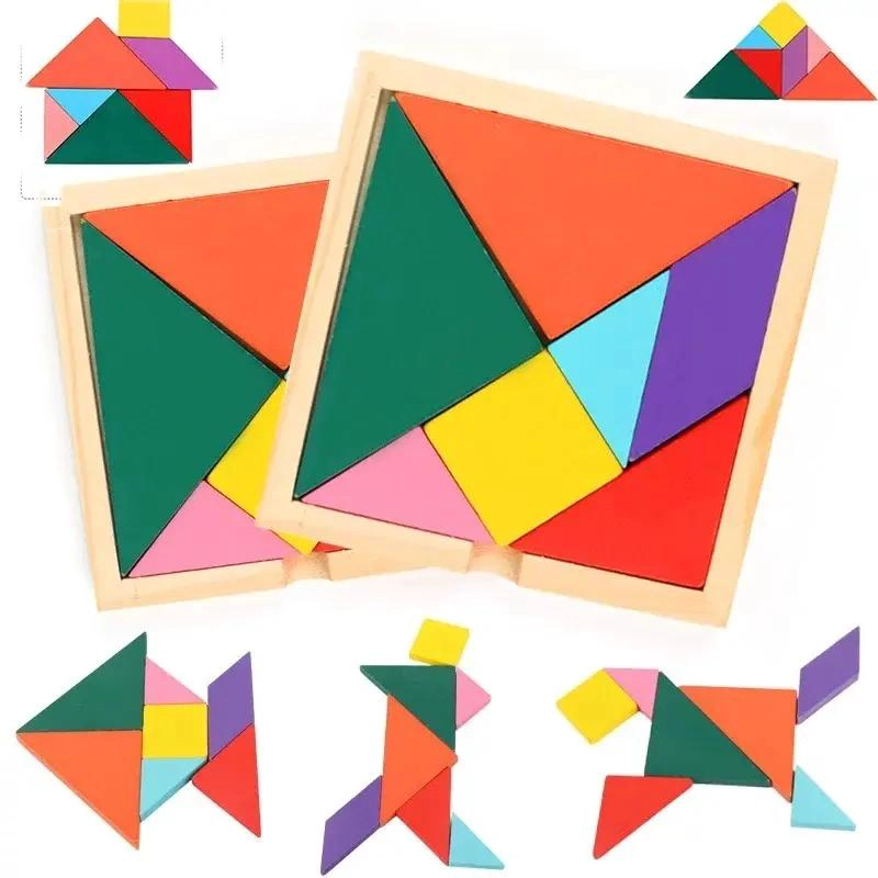ROMPECABEZAS TANGRAM DE MADERA PARA NIÑOS CON 5 PIEZAS - 9