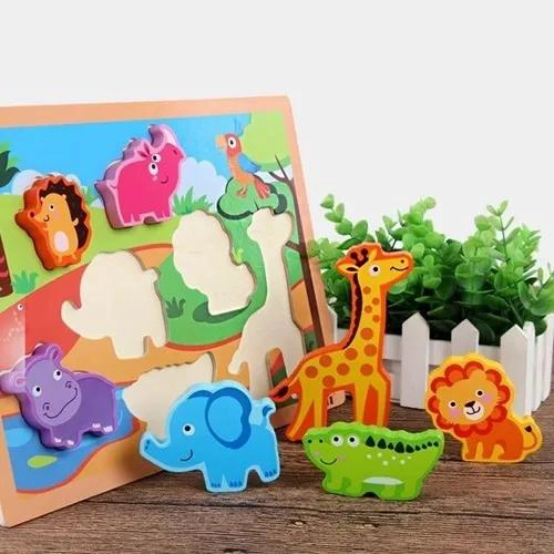 PUZZLE DIDACTICO 3D DE MADERA PARA NIÑOS CON ANIMALES - 1