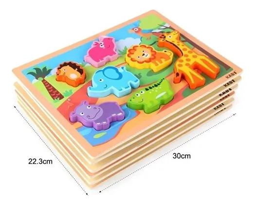 PUZZLE DIDACTICO 3D DE MADERA PARA NIÑOS CON ANIMALES - 2