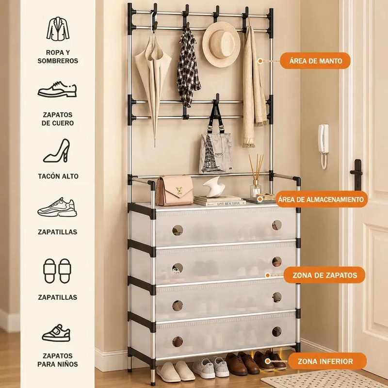 PERCHERO ORGANIZADOR MULTIFUNCIONAL PARA ZAPATOS Y ACCESORIOS - 3