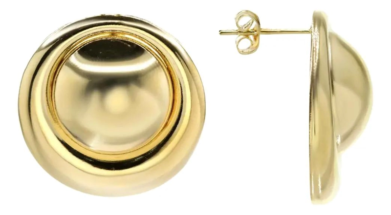 AROS ENCHAPADOS EN ORO BOTON TEXTURA LISA DE 2.5 CM - 1