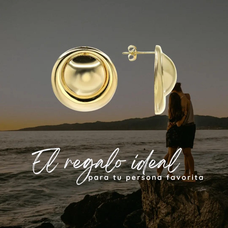 AROS ENCHAPADOS EN ORO BOTON TEXTURA LISA DE 2.5 CM - 2