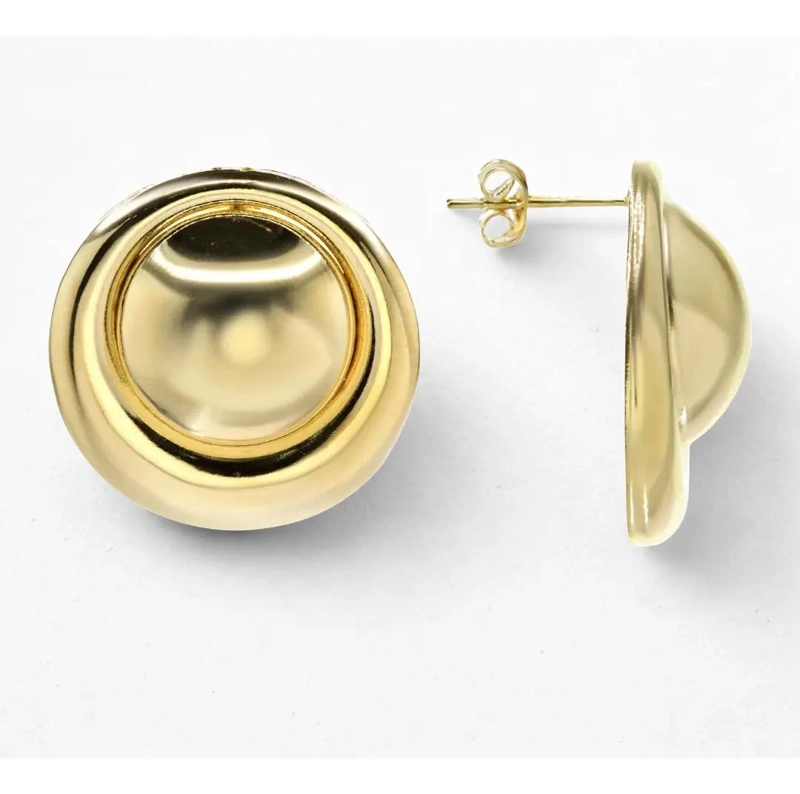 AROS ENCHAPADOS EN ORO BOTON TEXTURA LISA DE 2.5 CM - 9