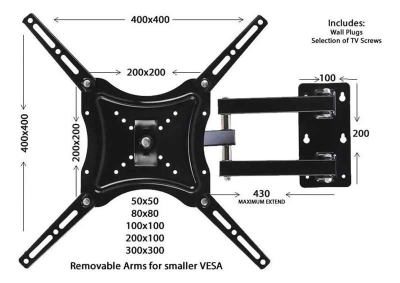 SOPORTE DE PARED AJUSTABLE PARA TV DE 14 A 50 PULGADAS - 8