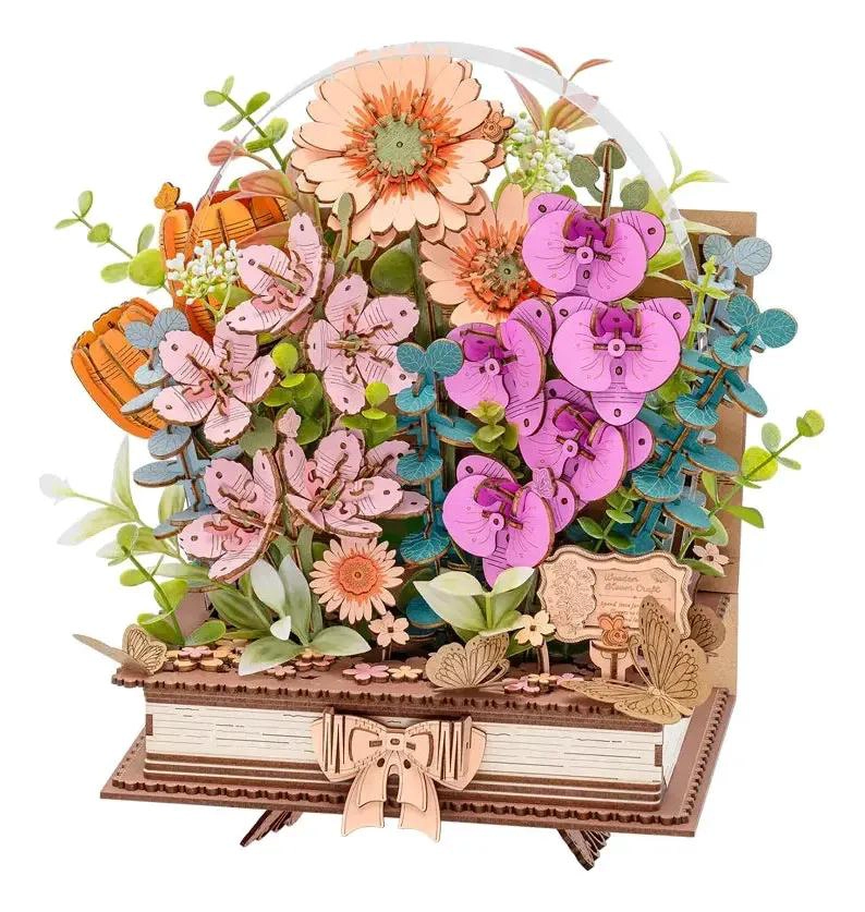 PUZZLE 3D LIBRO FLORAL DE MADERA PARA ARMAR - 1