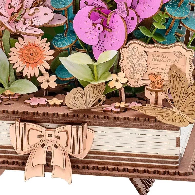 PUZZLE 3D LIBRO FLORAL DE MADERA PARA ARMAR - 2