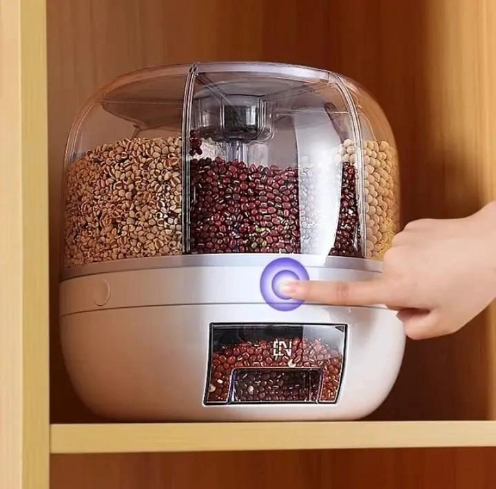 DISPENSADOR DE GRANOS GIRATORIO 360° CON 6 COMPARTIMENTOS - 4