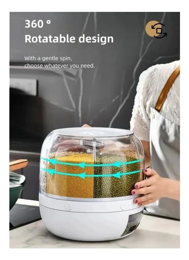 DISPENSADOR DE GRANOS GIRATORIO 360° CON 6 COMPARTIMENTOS - 5