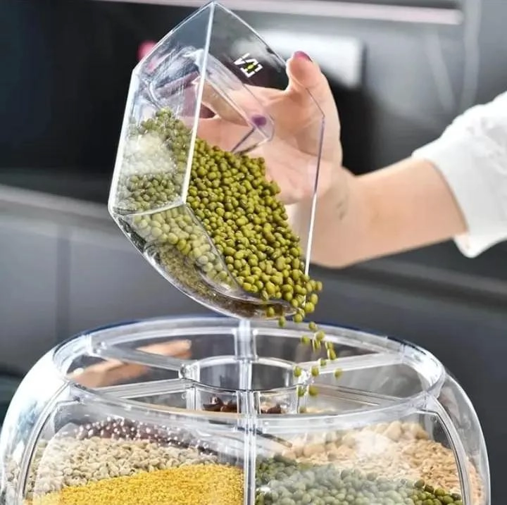 DISPENSADOR DE GRANOS GIRATORIO 360° CON 6 COMPARTIMENTOS - 6
