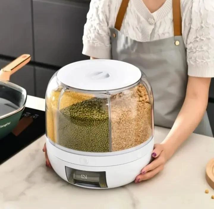 DISPENSADOR DE GRANOS GIRATORIO 360° CON 6 COMPARTIMENTOS - 7