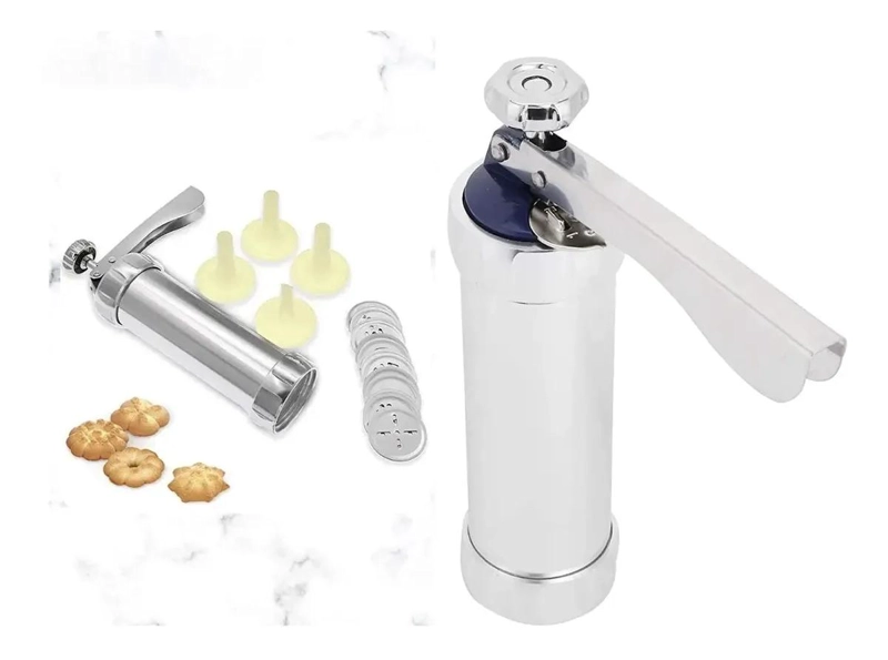 MAQUINA PARA PREPARAR GALLETAS Y RELLENAR CHURROS CON 4 BOQUILLAS Y 20 PLANTILL - 7
