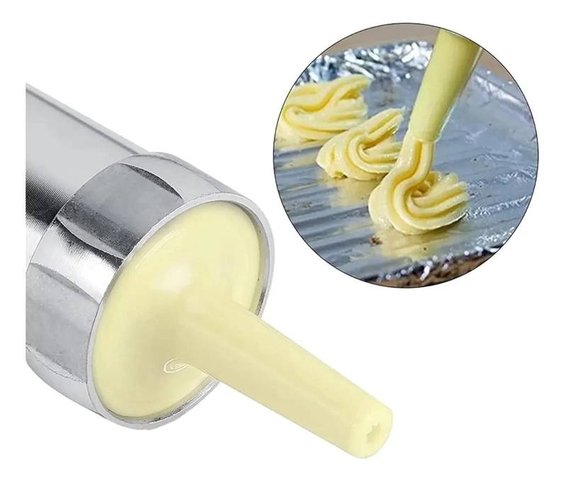 MAQUINA PARA PREPARAR GALLETAS Y RELLENAR CHURROS CON 4 BOQUILLAS Y 20 PLANTILL - 8