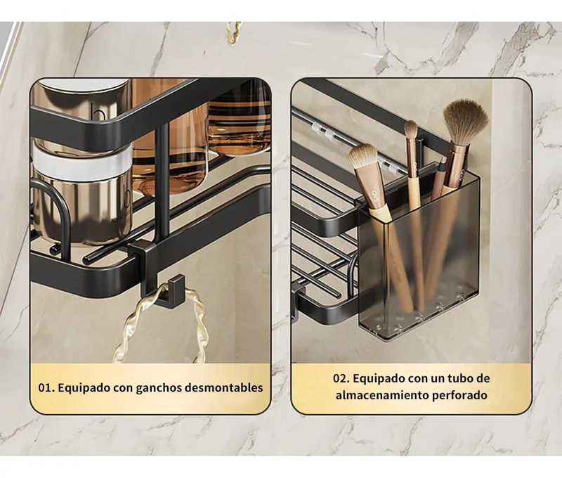 ESTANTE ORGANIZADOR DE BAÑO SIN TALADRO PARA DUCHA - 4