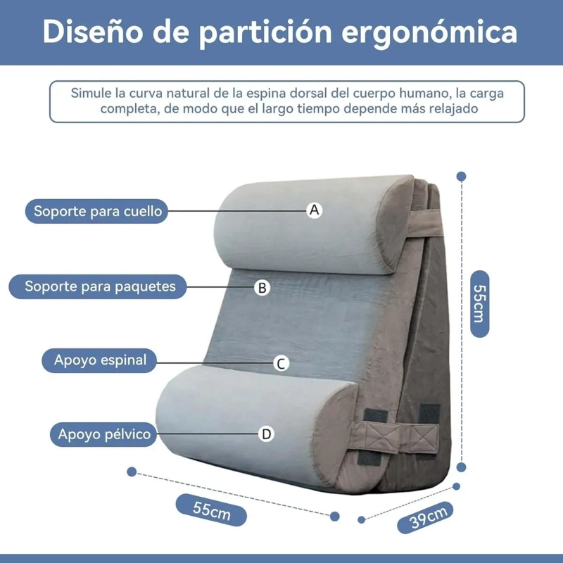 CONJUNTO DE ALMOHADAS ORTOPE DICAS EN CUÑA PARA CAMA 4 PIEZAS - 3