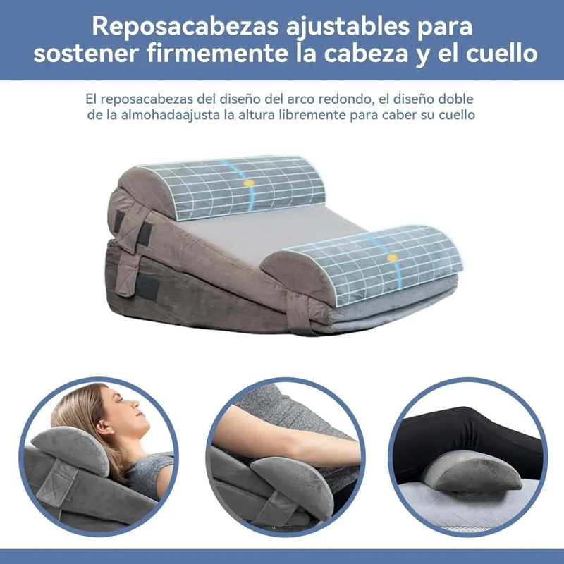 CONJUNTO DE ALMOHADAS ORTOPE DICAS EN CUÑA PARA CAMA 4 PIEZAS - 6