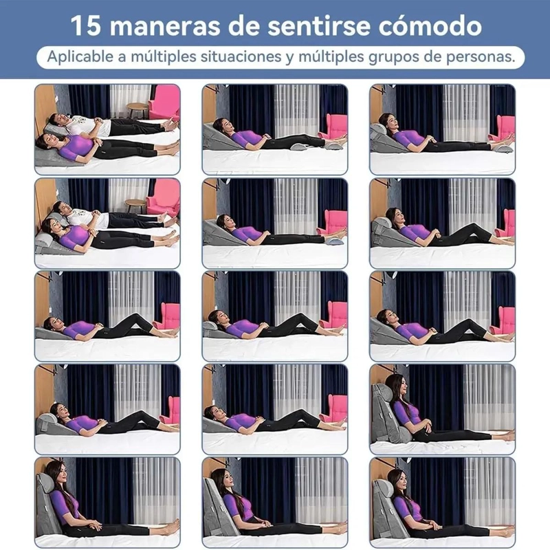 CONJUNTO DE ALMOHADAS ORTOPE DICAS EN CUÑA PARA CAMA 4 PIEZAS - 7