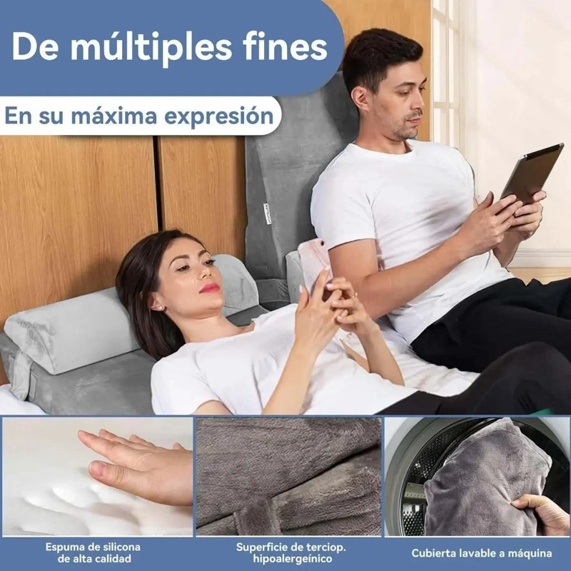 CONJUNTO DE ALMOHADAS ORTOPE DICAS EN CUÑA PARA CAMA 4 PIEZAS - 8