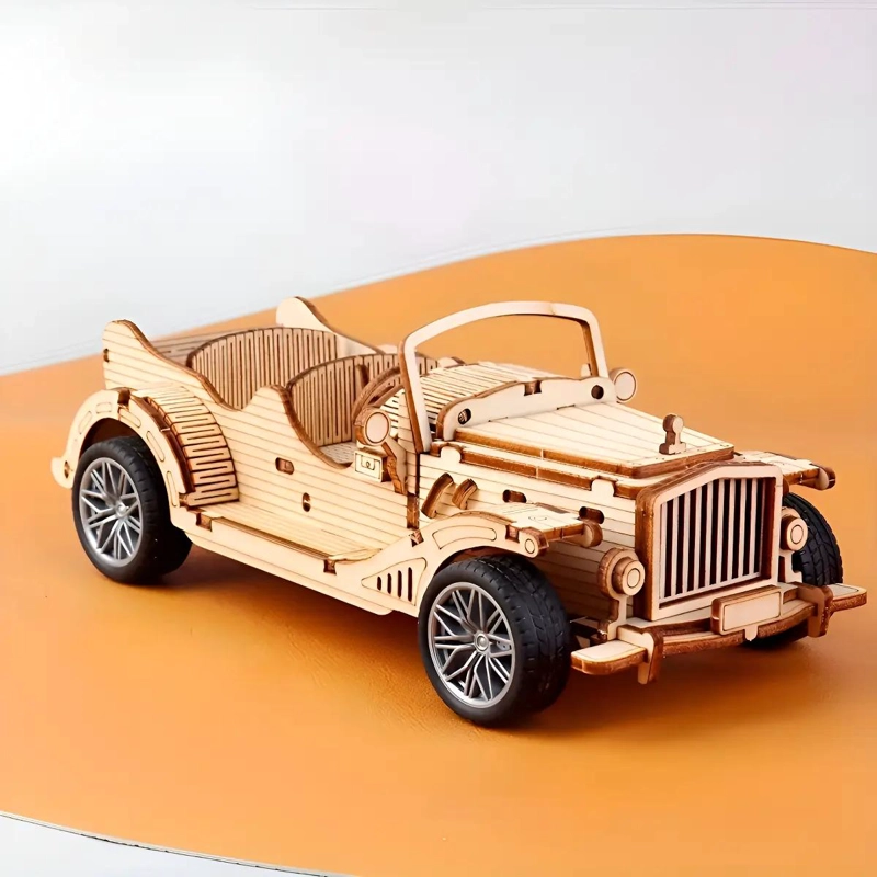 PUZZLE 3D DE MADERA AUTO RETRO DIDACTICO PARA NIÑOS - 1