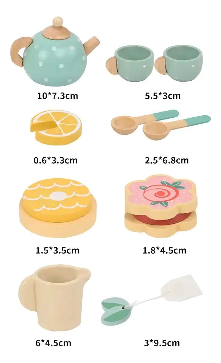 JUEGO DE TE  DE MADERA PARA NIÑOS, JUGUETE DIDACTICO CREATIVO - 6