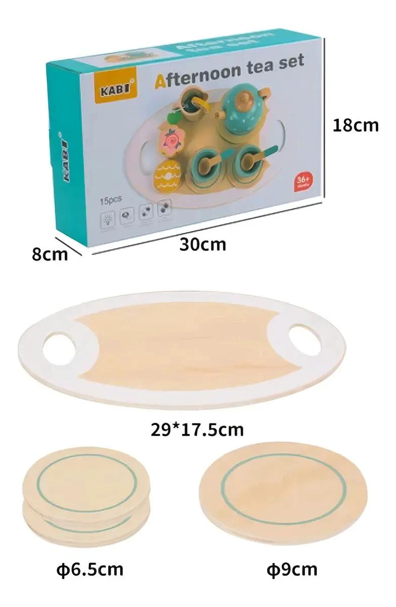 JUEGO DE TE  DE MADERA PARA NIÑOS, JUGUETE DIDACTICO CREATIVO - 7