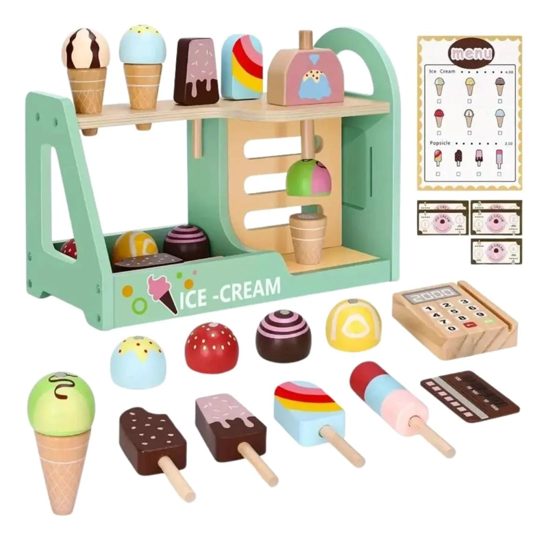 SET DE HELADERIA DE MADERA MONTESSORI PARA NIÑOS CON ACCESORIOS - 5