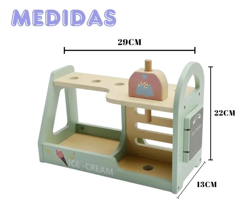 SET DE HELADERIA DE MADERA MONTESSORI PARA NIÑOS CON ACCESORIOS - 6