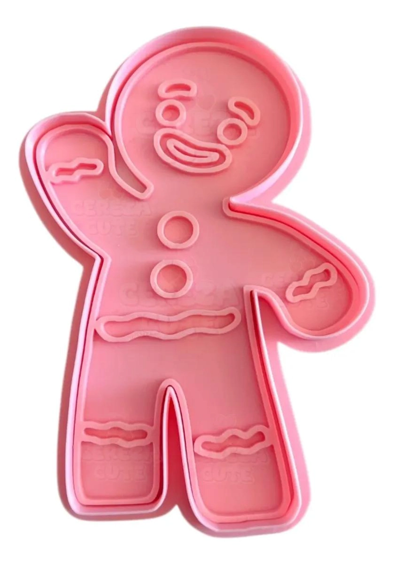 MOLDE CORTADOR Y SELLO PARA GALLETAS CON DISEÑO DE MUÑECO DE JENGIBRE NAVIDEÑO - 1