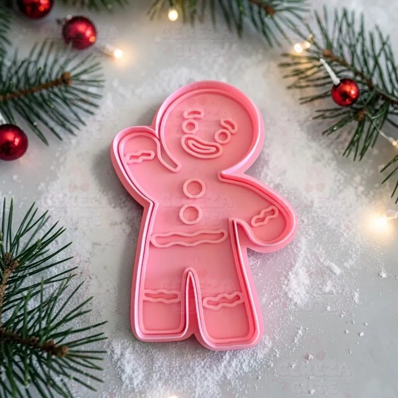 MOLDE CORTADOR Y SELLO PARA GALLETAS CON DISEÑO DE MUÑECO DE JENGIBRE NAVIDEÑO - 3