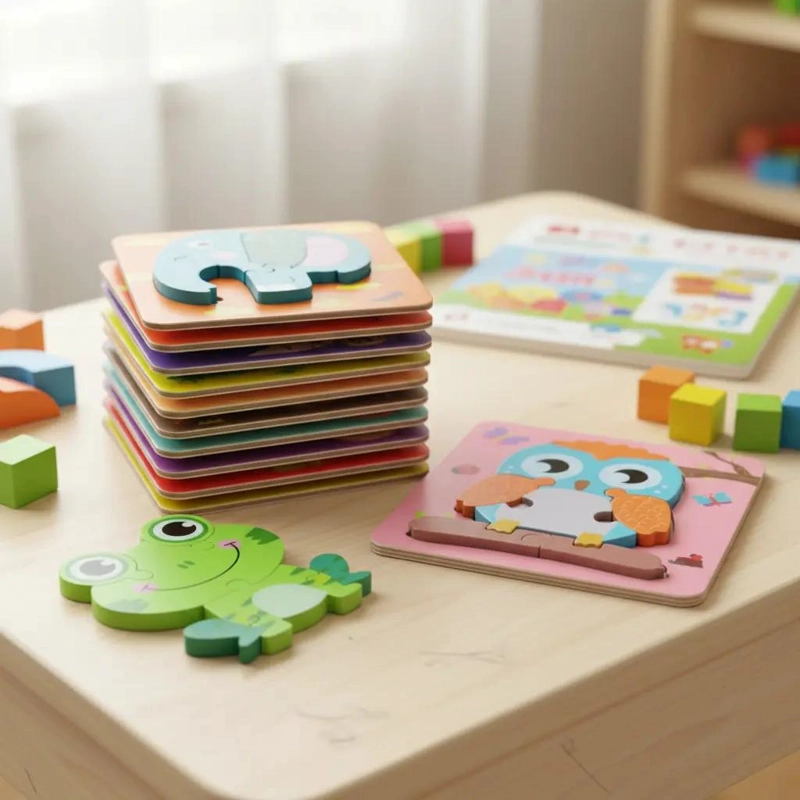 ROMPECABEZAS 3D DE MADERA PARA NIÑOS PACK DE 6 - 8