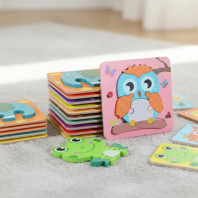 ROMPECABEZAS 3D DE MADERA PARA NIÑOS PACK DE 6 - 9