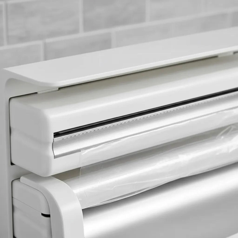 PORTARROLLO DISPENSADOR TRIPLE PARA COCINA CON CORTA FACIL - 10