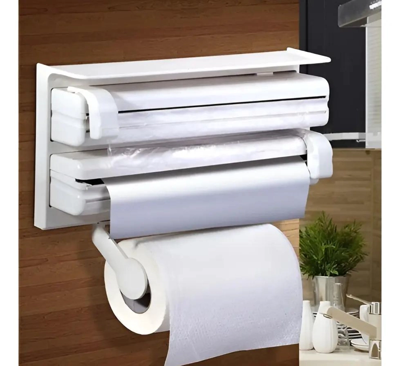 PORTARROLLO DISPENSADOR TRIPLE PARA COCINA CON CORTA FACIL - 6