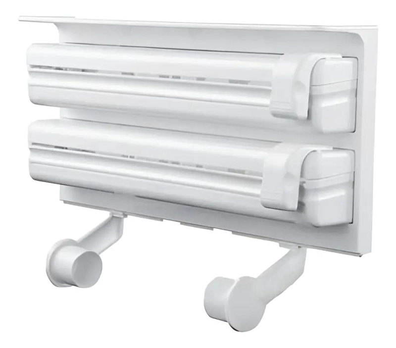 PORTARROLLO DISPENSADOR TRIPLE PARA COCINA CON CORTA FACIL - 9