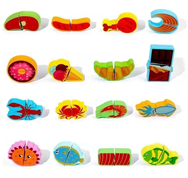 PUZZLE DE MADERA PARA CORTAR FRUTAS Y VERDURAS EDUCATIVO - 3