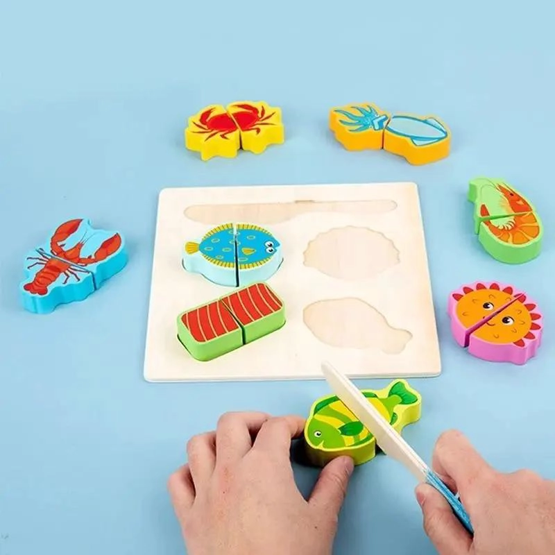 PUZZLE DE MADERA PARA CORTAR FRUTAS Y VERDURAS EDUCATIVO - 4